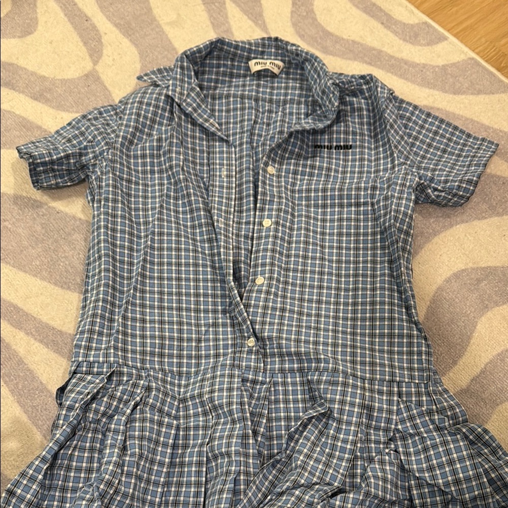Miu Miu Blue Plaid Dress
